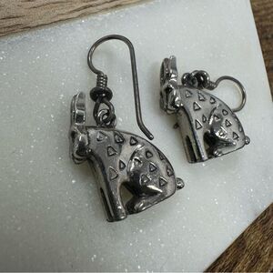 Vintage Laurel Burch Silver Tone Rabbit Dangle Earrings